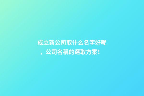 成立新公司取什么名字好呢，公司名稱的選取方案！